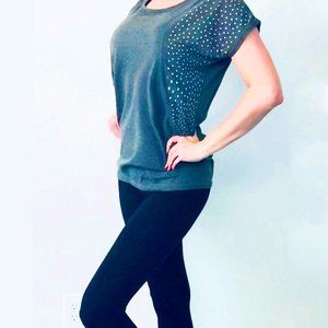 Gray Tunic Shirt with Rhinestones